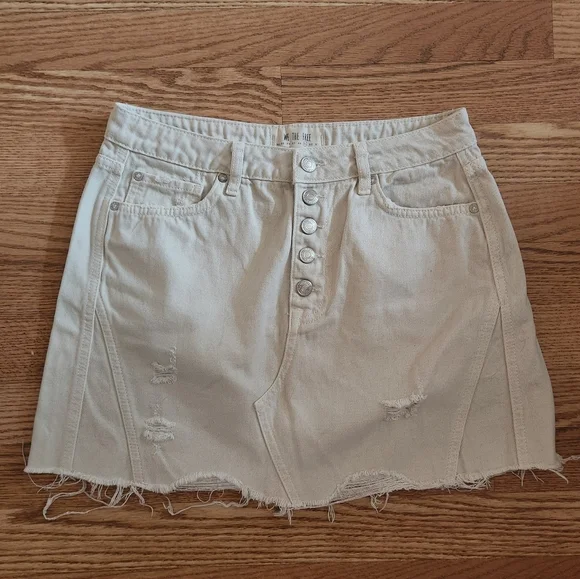 EUC We The Free/ Free People Beige Button-Up Denim Skirt, Size 29 - Picture 1 of 6